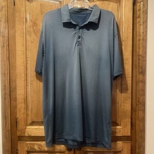 Swannies Short Sleeve Golf Polo Shirt Striped Mens Size XL Blue Dunegrass Embroi